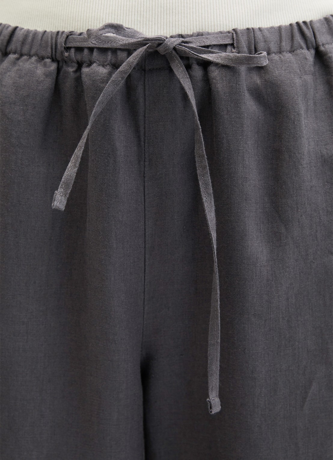 Marc O'Polo Loose fit palazzo broek van linnen met steekzakken - detail 4 oxide grey-0364 / grijs