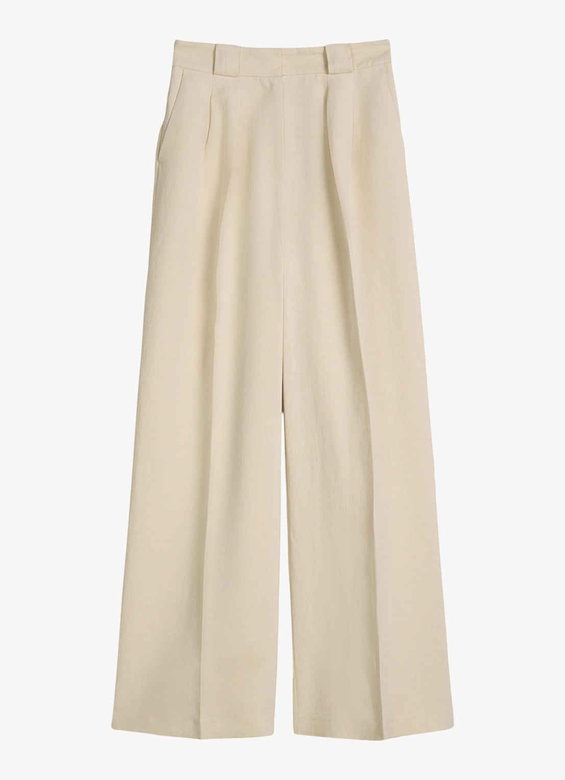 Marc O'Polo Loose fit pantalon in linnenblend  - voorkant 2 beige
