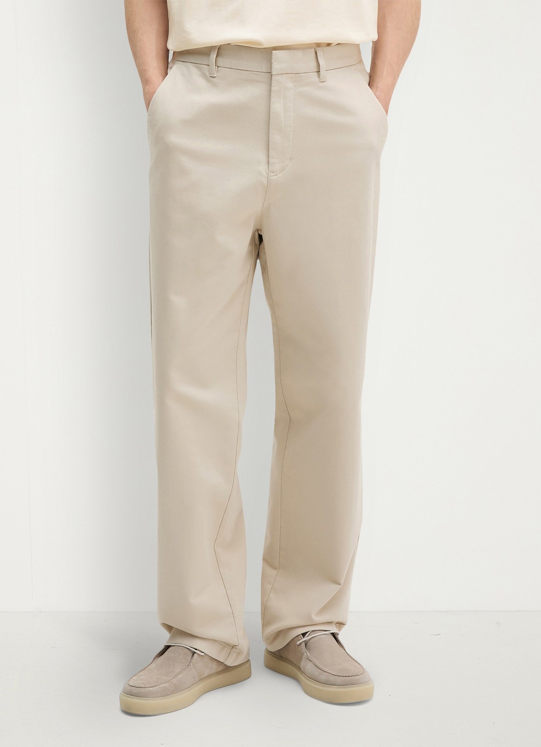 Marc O'Polo Loose fit pantalon met steekzakken - detail beige