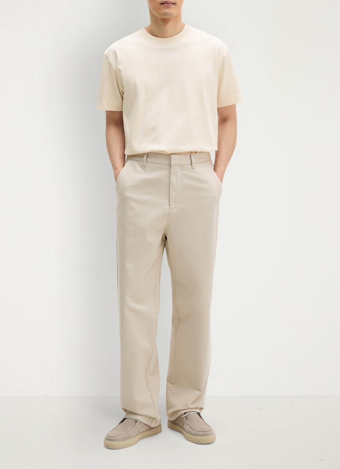 Marc O'Polo Loose fit pantalon met steekzakken - voorkant 5 beige