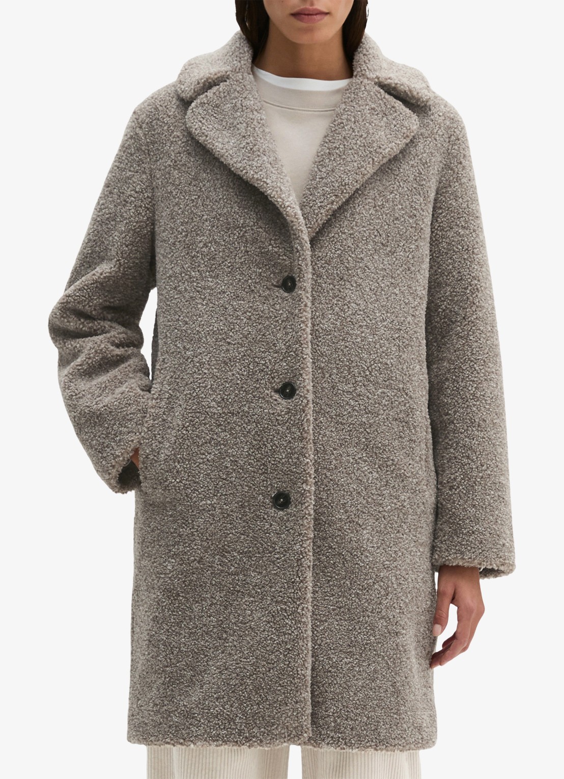 Marc O'Polo Mantel van teddy - detail 4 taupe