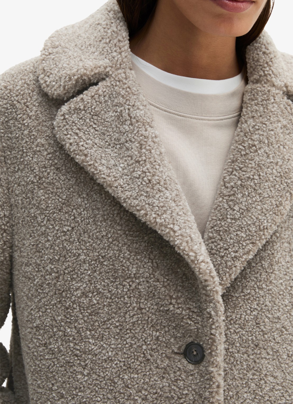 Marc O'Polo Mantel van teddy - detail 5 taupe