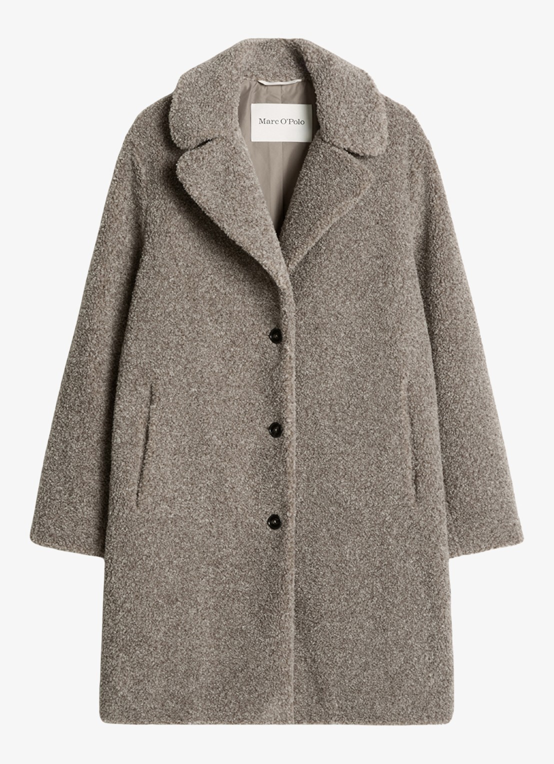 Marc O'Polo Mantel van teddy - voorkant taupe