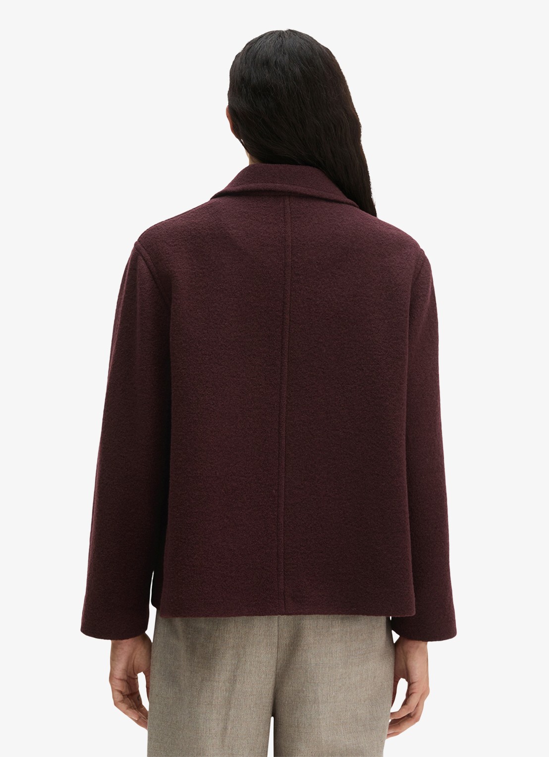 Marc O'Polo Mantel van wol - achterkant aubergine