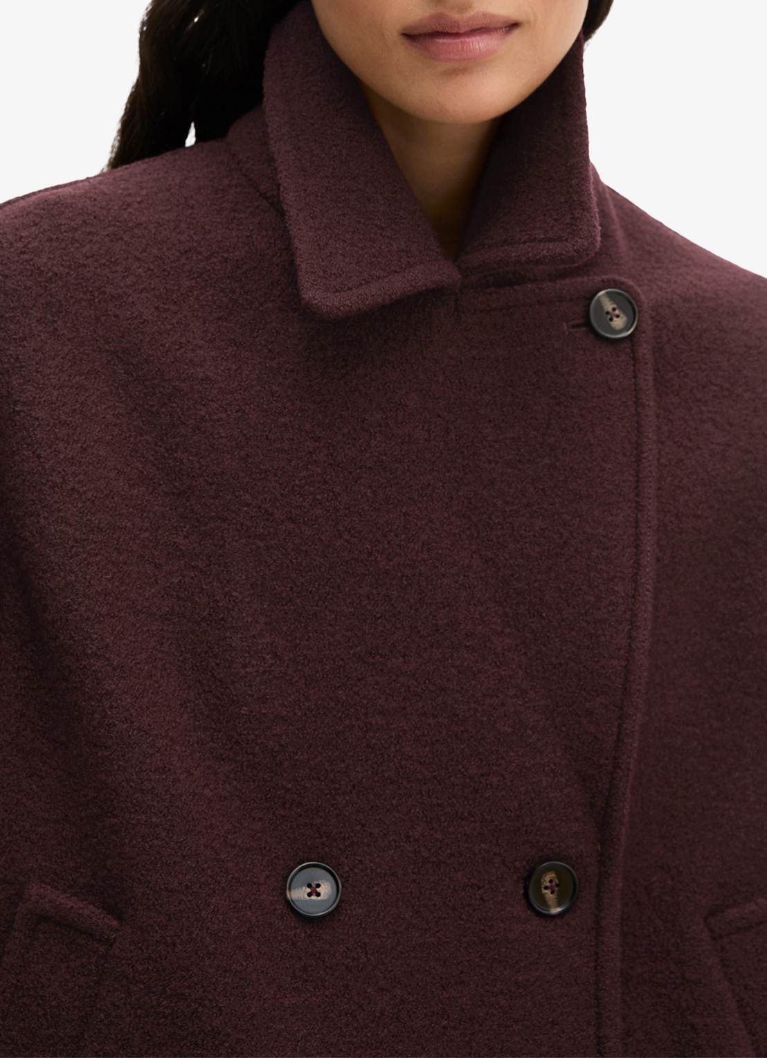 Marc O'Polo Mantel van wol - detail 5 aubergine