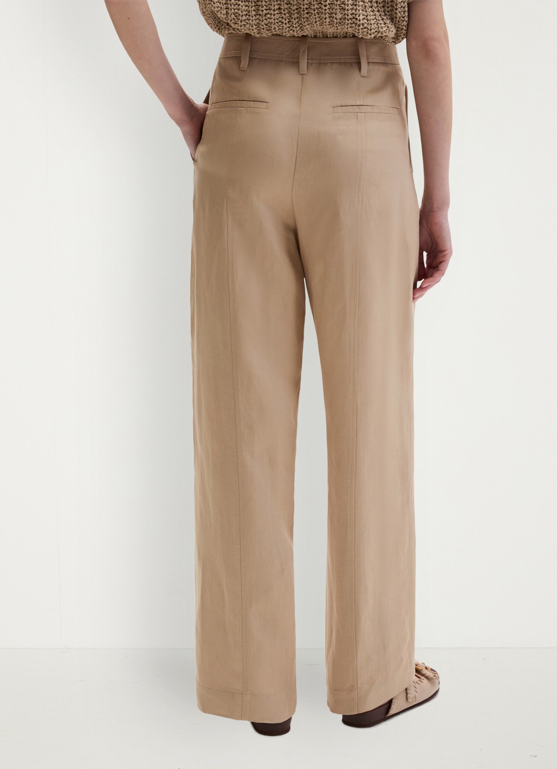 Marc O'Polo Mid waist loose fit pantalon  met steekzakken - achterkant sandpaper-2326 / beige