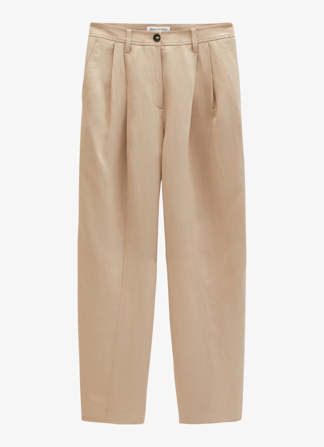 Marc O'Polo Mid waist loose fit pantalon  met steekzakken - voorkant 2 sandpaper-2326 / beige