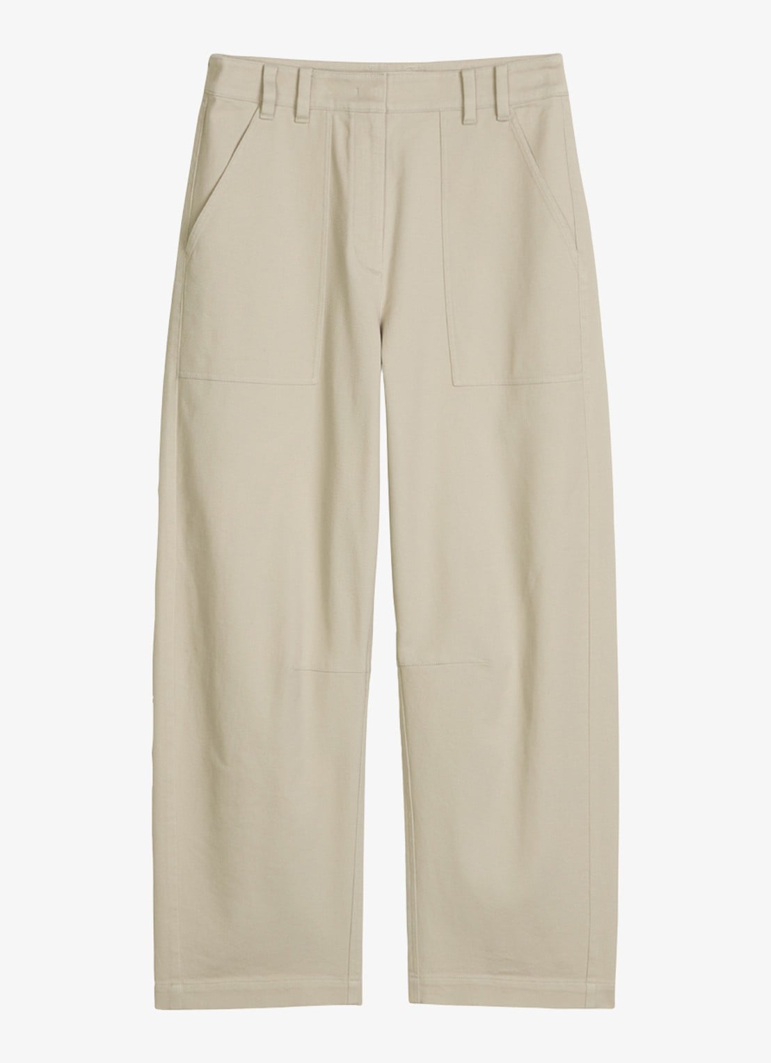 Marc O'Polo  Mid waist straight fit broek met opgestikte zakken - voorkant linen beige / grijs