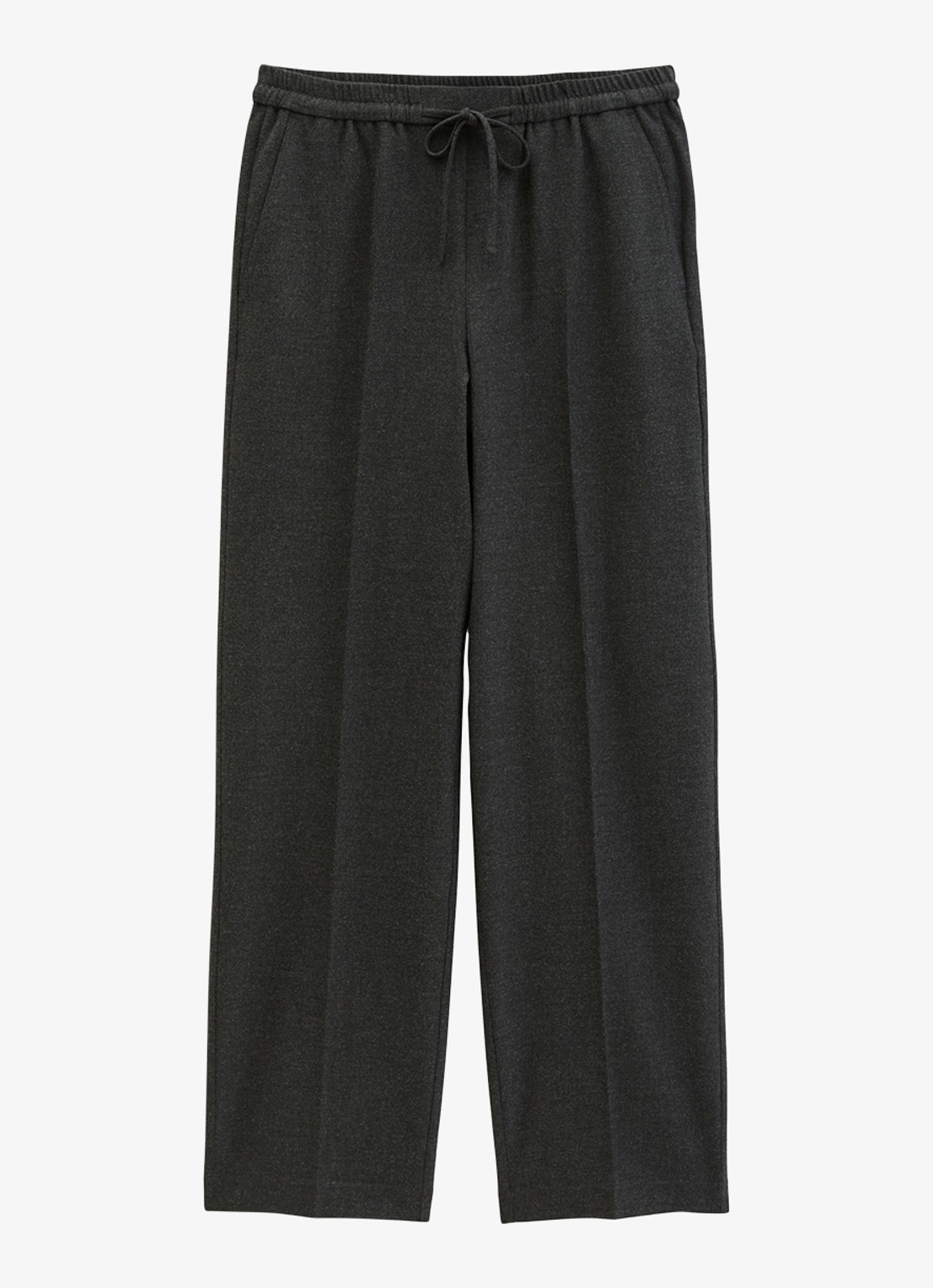 Marc O'Polo Mid waist straight fit broek met trekkoord - voorkant 4 coal grey melange / grijs
