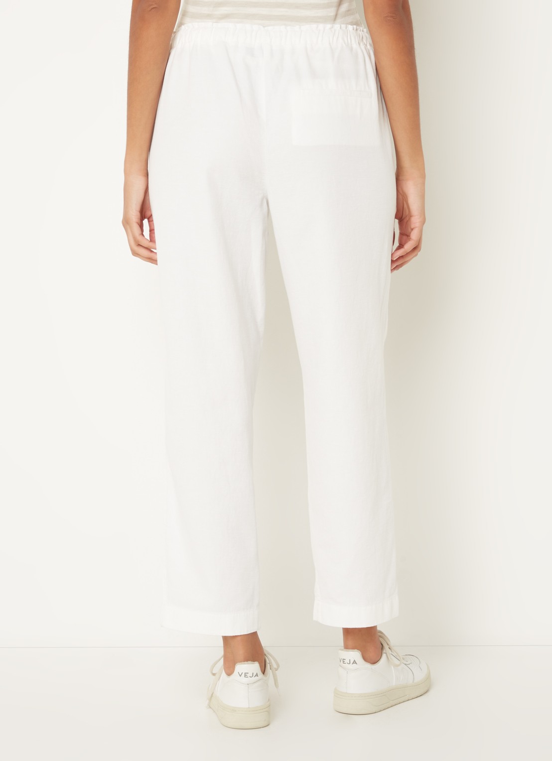 Marc O'Polo Mid waist straight fit pantalon in linnenblend - achterkant 3 wit