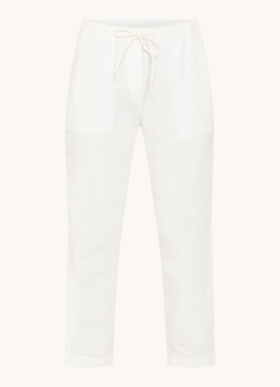 Marc O'Polo Mid waist straight fit pantalon in linnenblend - voorkant wit
