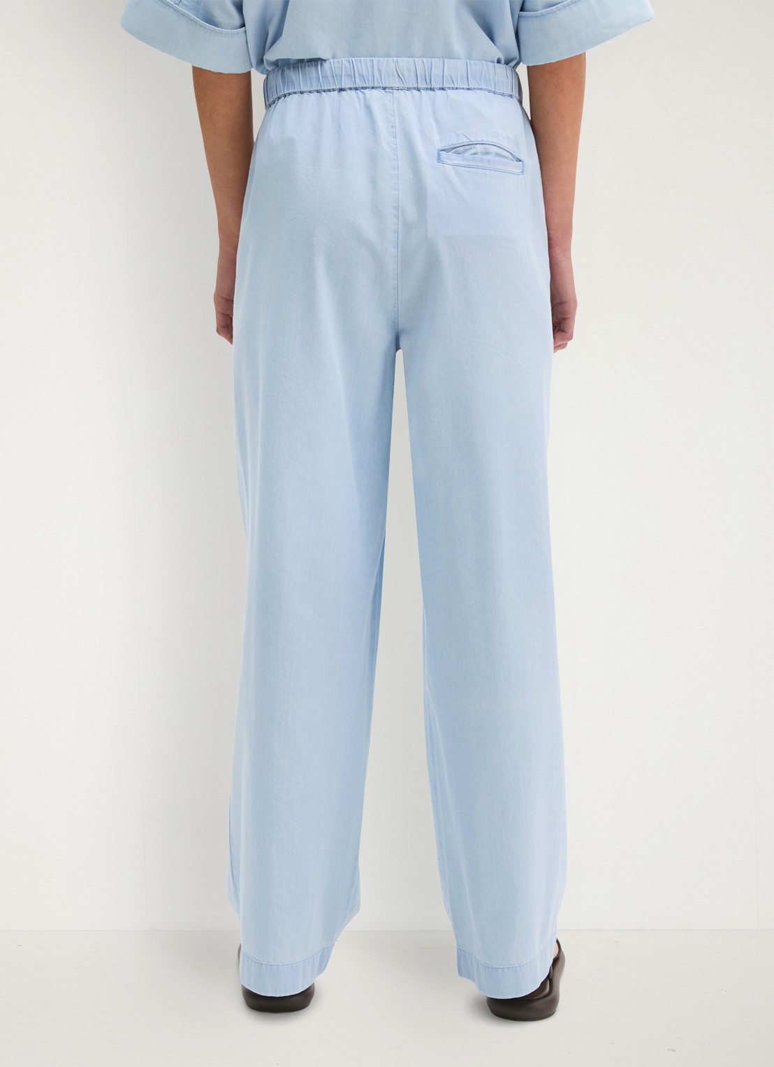 Marc O'Polo Mid waist straight leg fit broek - achterkant 3 light blue multi 02 / blauw