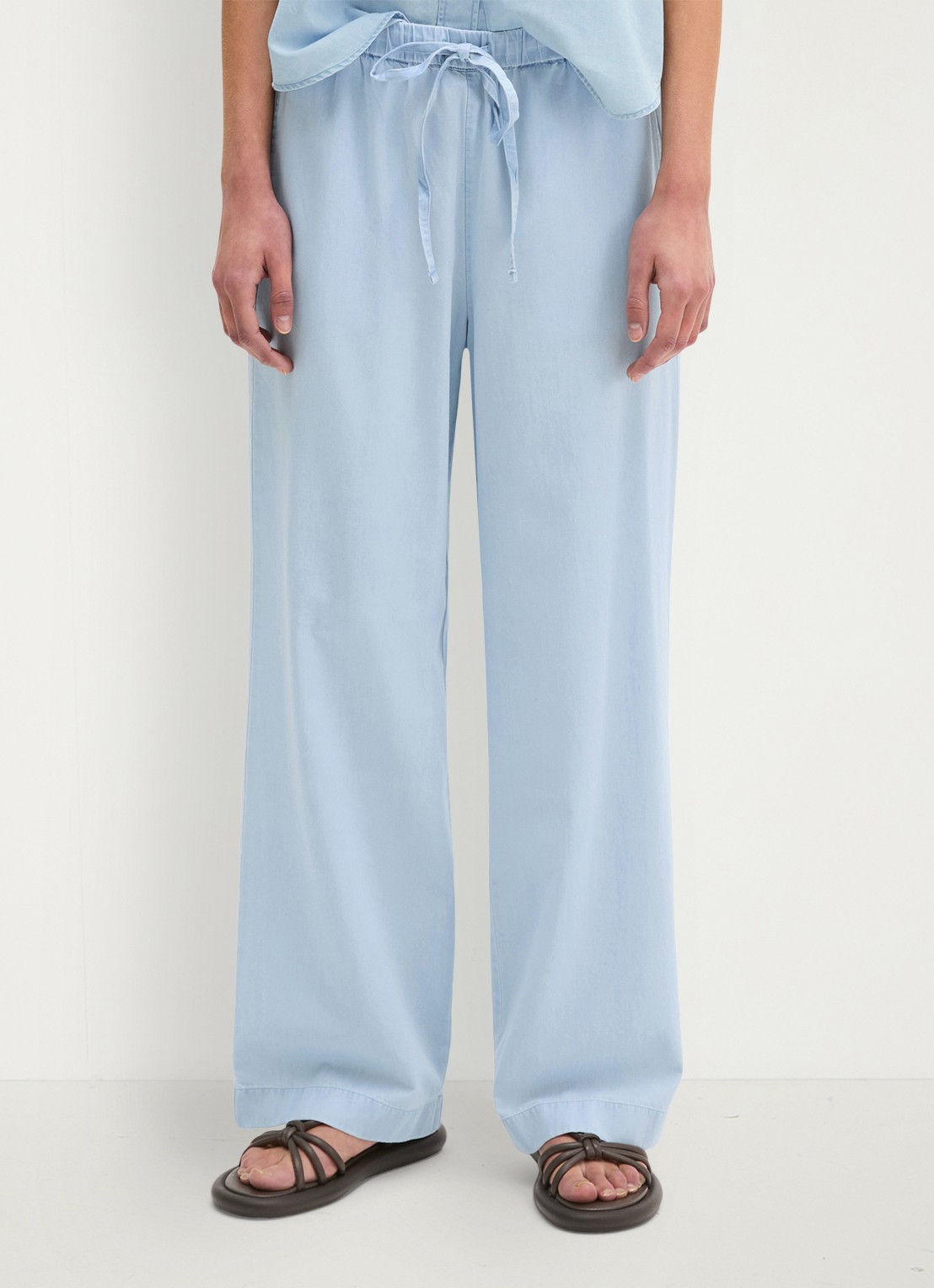 Marc O'Polo Mid waist straight leg fit broek - detail light blue multi 02 / blauw