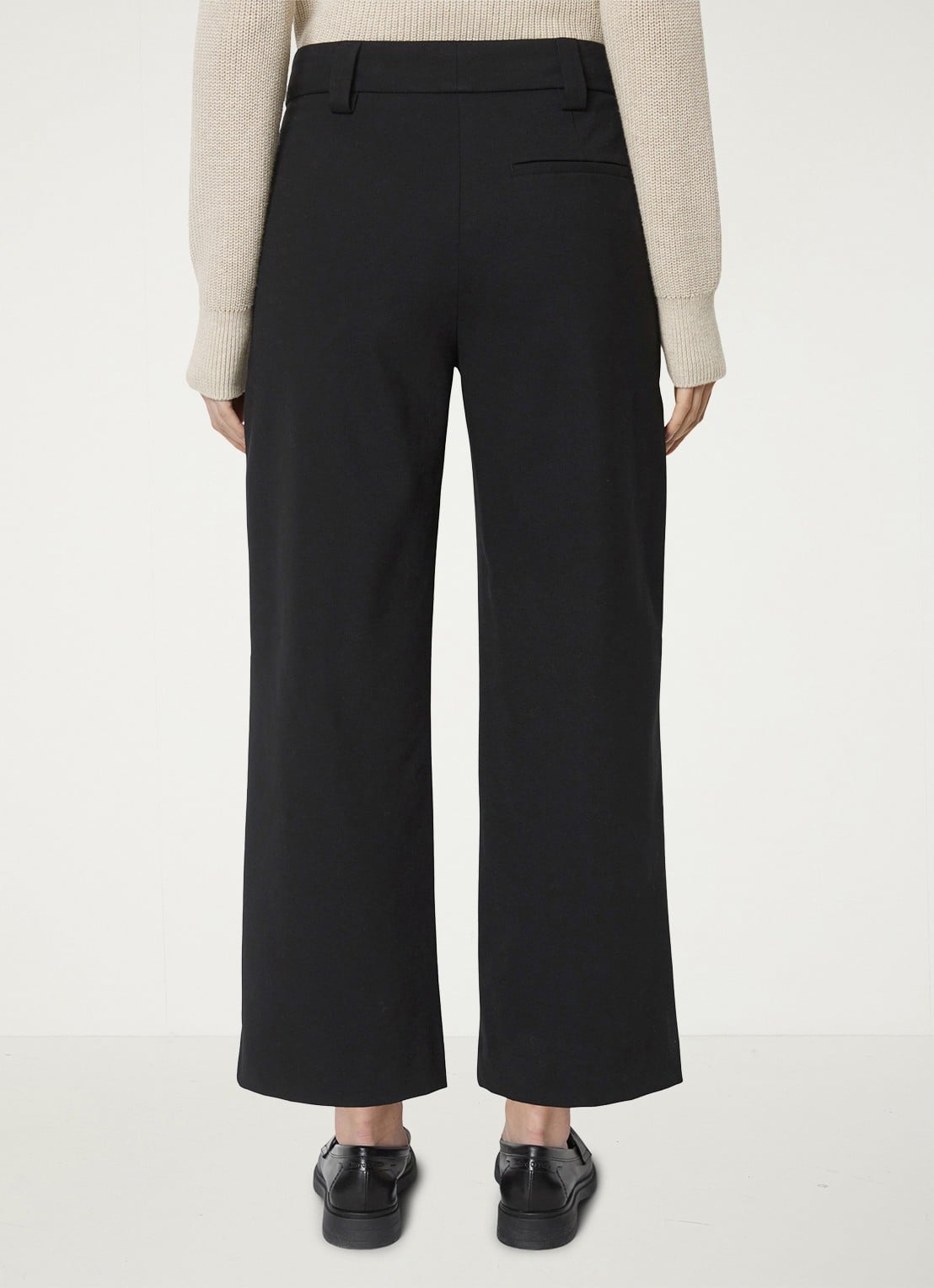 Marc O'Polo Mid waist wide fit culotte van jersey met steekzakken - achterkant 2 zwart