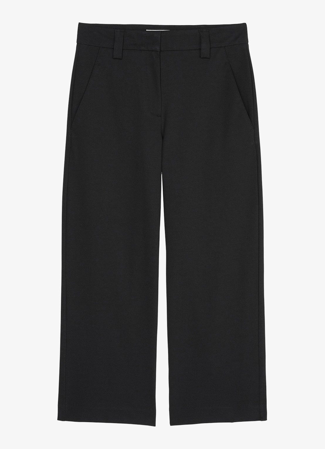 Marc O'Polo Mid waist wide fit culotte van jersey met steekzakken - voorkant 3 zwart