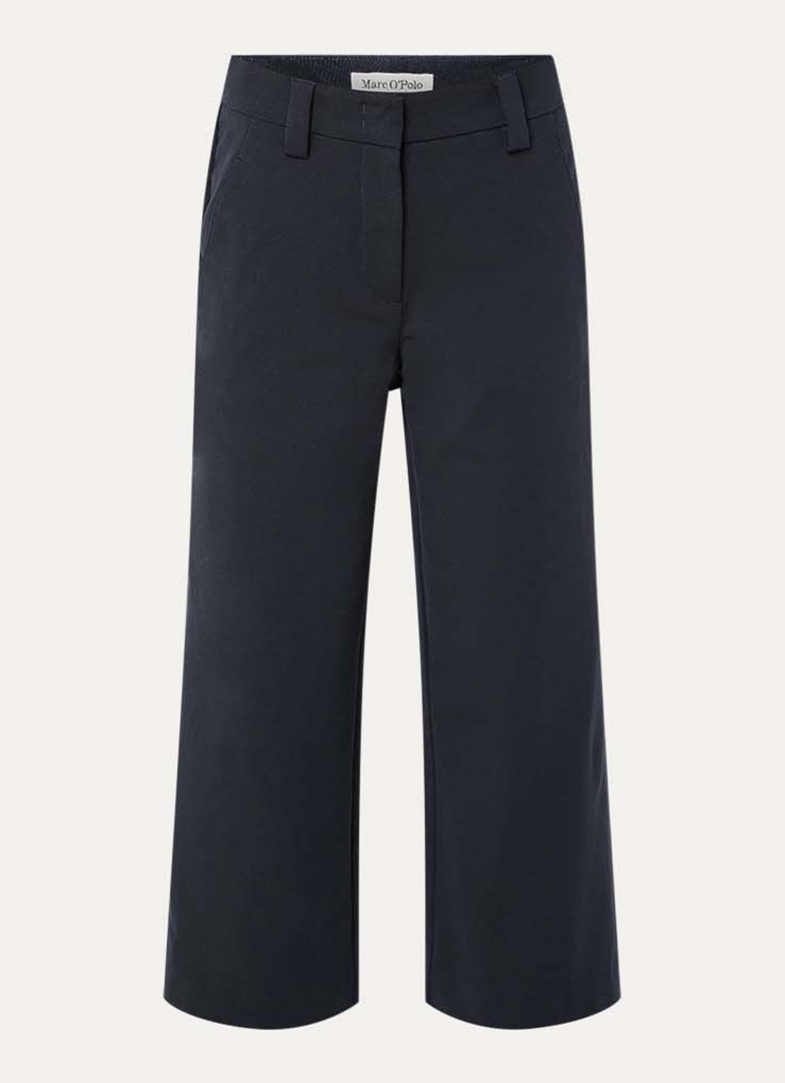 Marc O'Polo Mid waist wide fit culotte van jersey met steekzakken - voorkant 3 donkerblauw