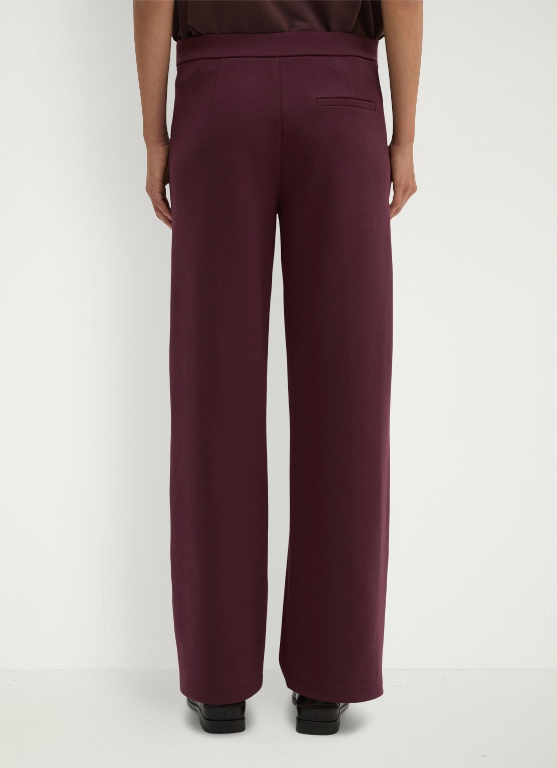 Marc O'Polo Mid waist wide fit pantalon met gemêleerd dessin - achterkant 3 kersenrood