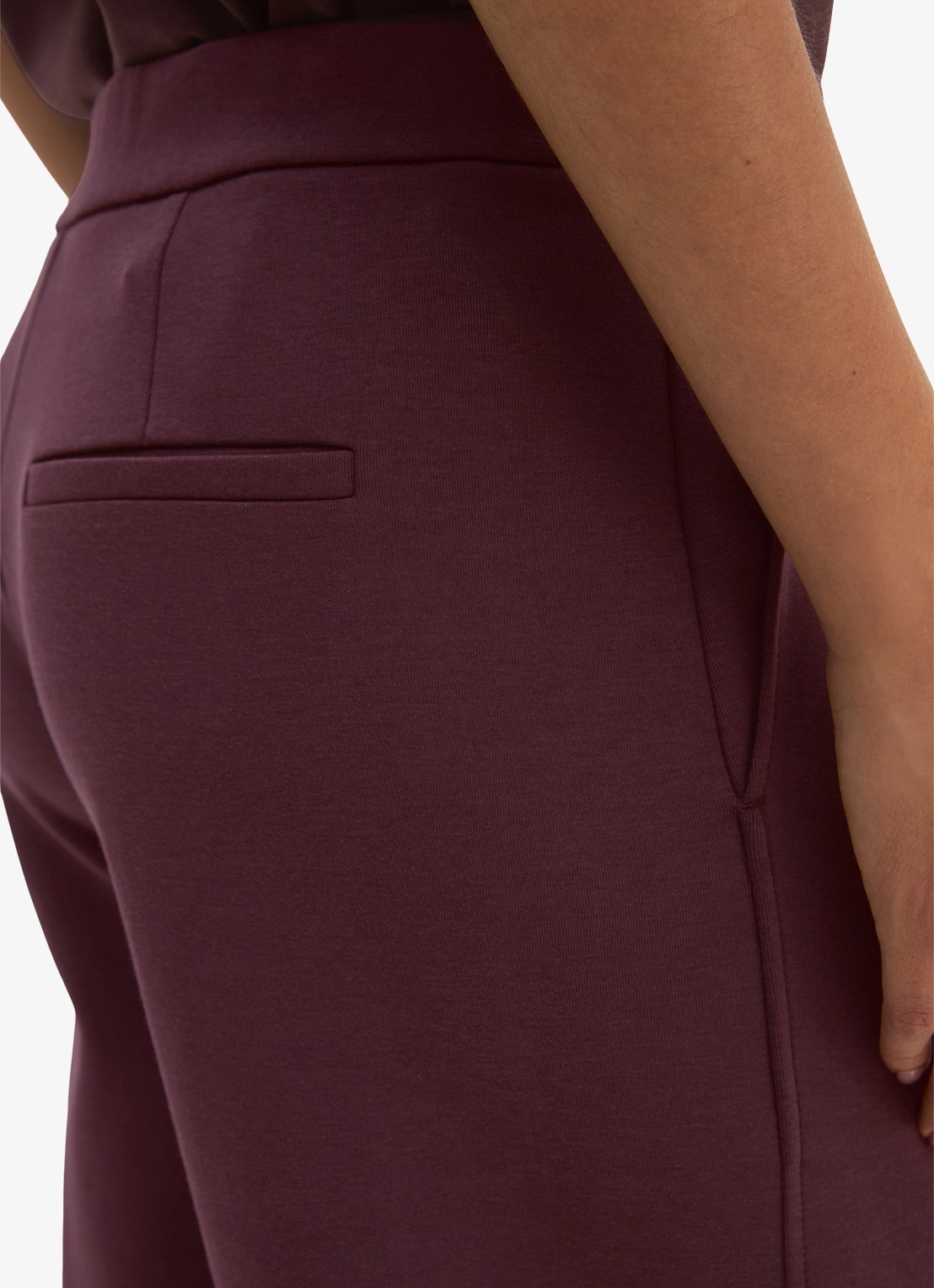 Marc O'Polo Mid waist wide fit pantalon met gemêleerd dessin - detail 2 kersenrood