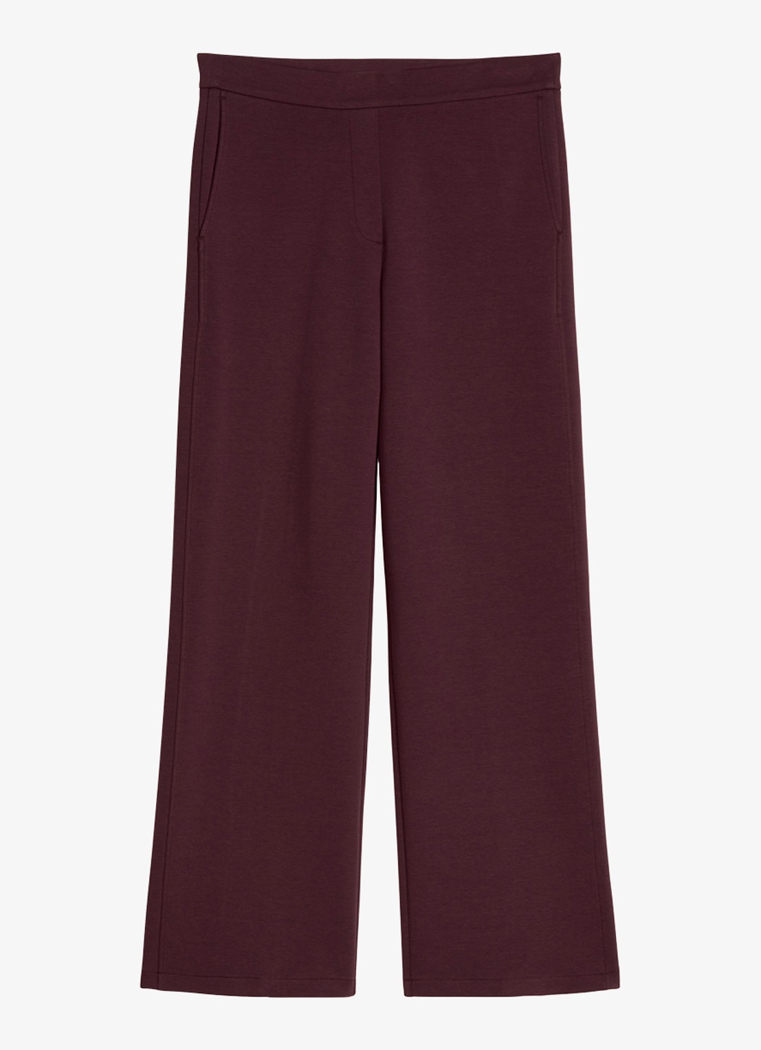 Marc O'Polo Mid waist wide fit pantalon met gemêleerd dessin - voorkant 4 kersenrood
