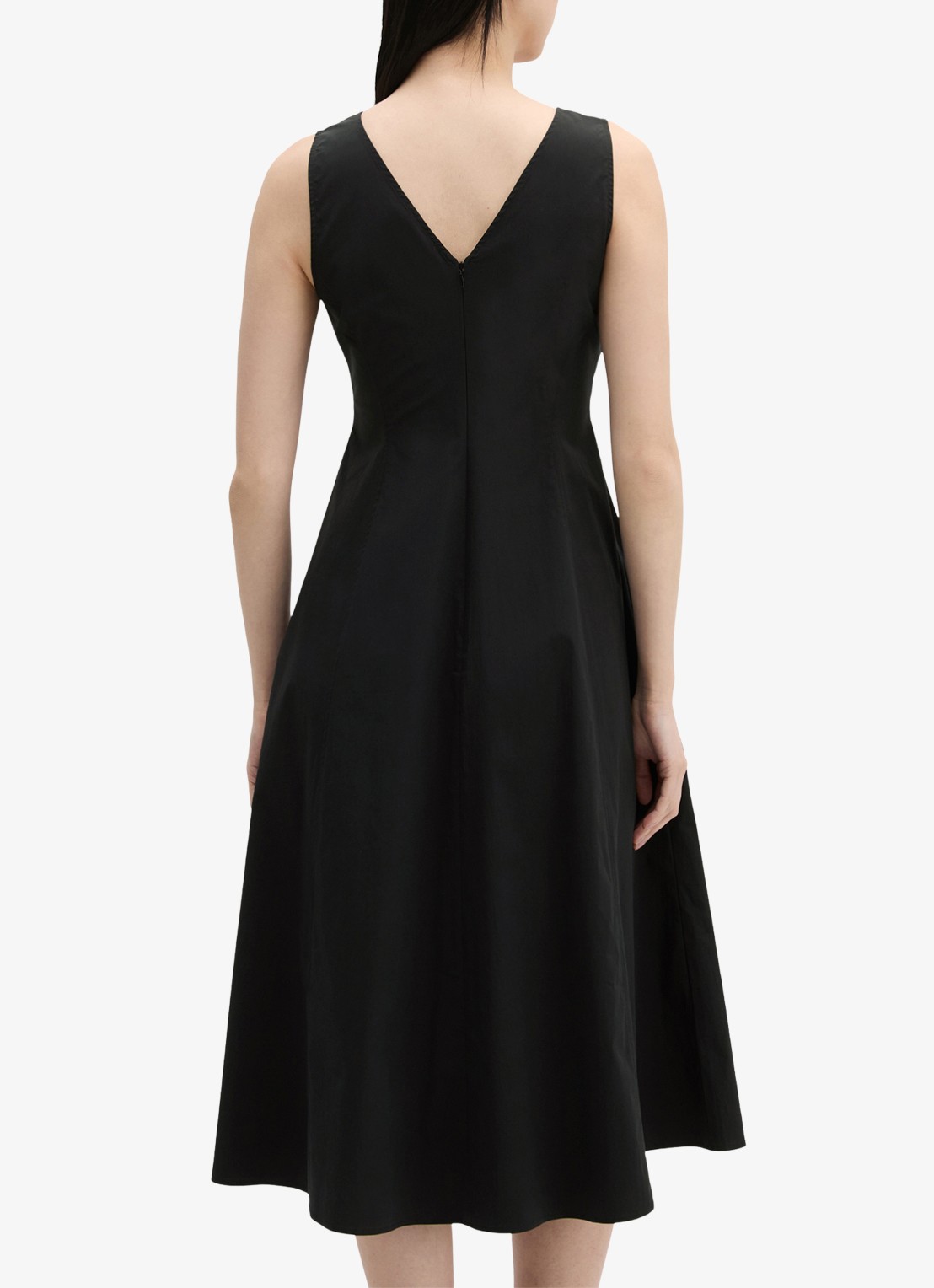 Marc O'Polo Midi A-lijn jurk met V-hals - achterkant 5 black / zwart