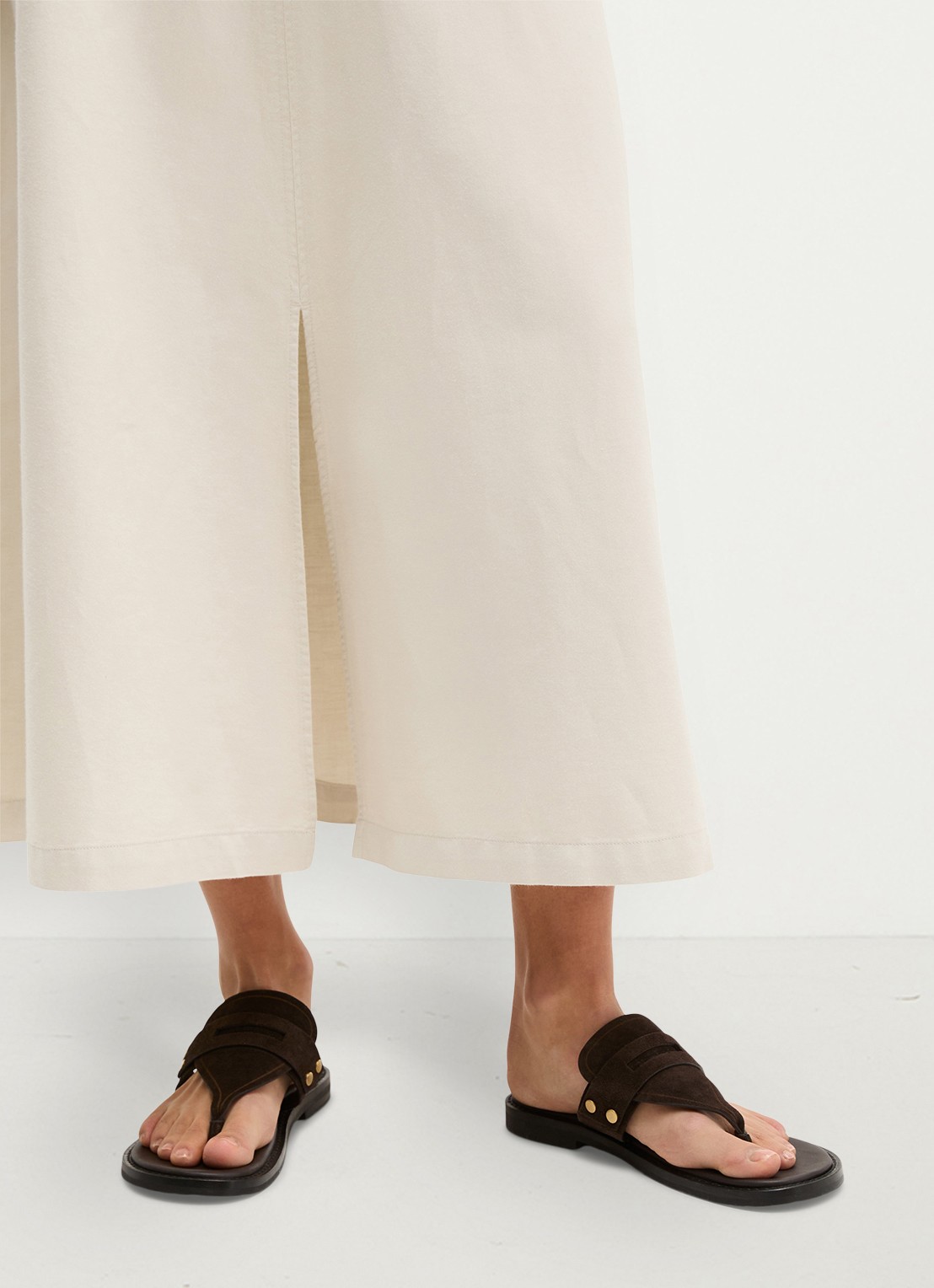 Marc O'Polo Midi A-lijn rok in lyocell blend met split - detail 4 beige