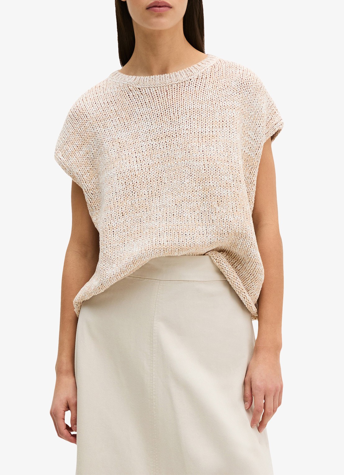 Marc O'Polo Midi A-lijn rok in lyocell blend met split - detail 5 beige