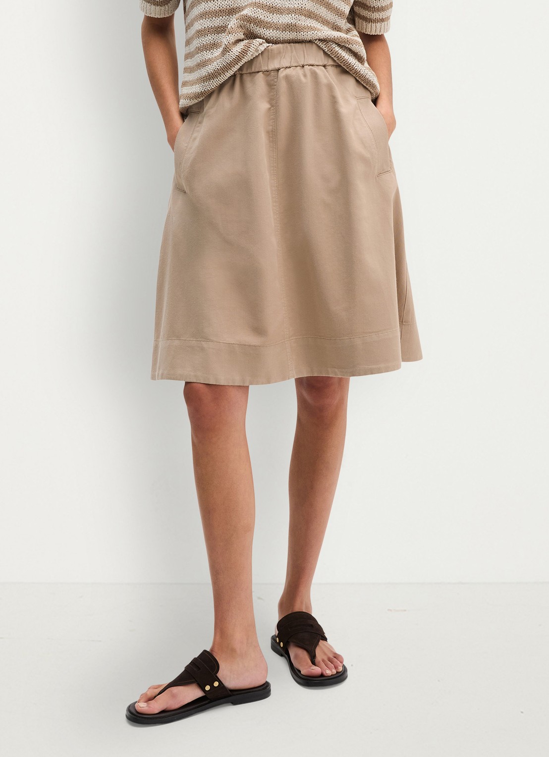 Marc O'Polo Midi A-lijn rok in lyocell blend met steekzakken - detail 4 beige