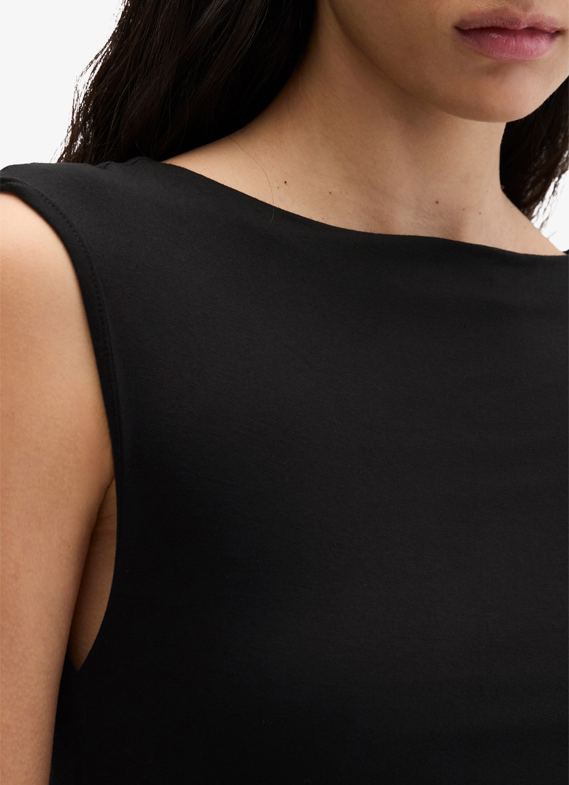 Marc O'Polo Midi jurk met plooien - detail 3 black-0001 / zwart
