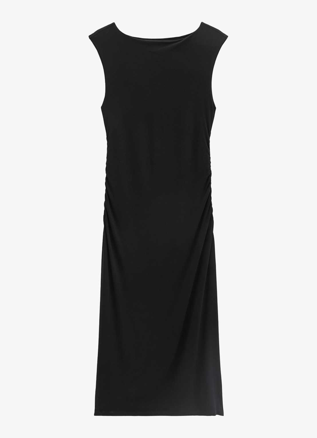Marc O'Polo Midi jurk met plooien - voorkant 4 black-0001 / zwart