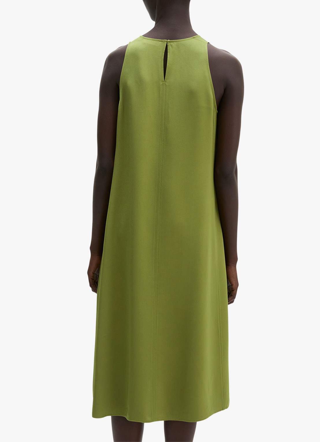 Marc O'Polo Midi jurk met ronde hals en steekzakken - achterkant 3 shaded fern / groen