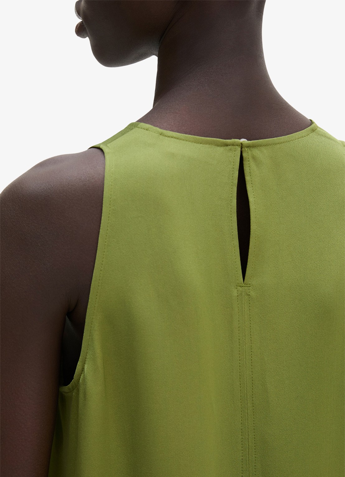 Marc O'Polo Midi jurk met ronde hals en steekzakken - detail 2 shaded fern / groen