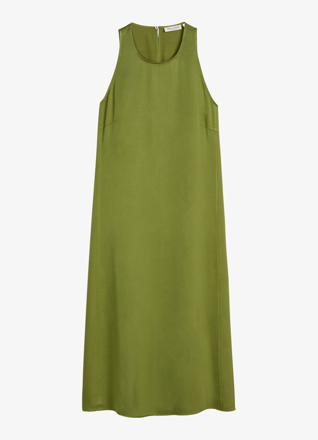 Marc O'Polo Midi jurk met ronde hals en steekzakken - voorkant 4 shaded fern / groen