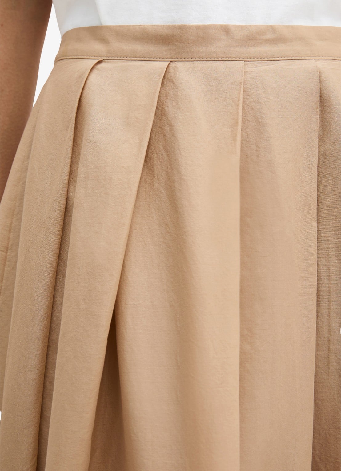 Marc O'Polo Midi mid waist rok met plooien - detail 5 sandpaper-2326 / beige