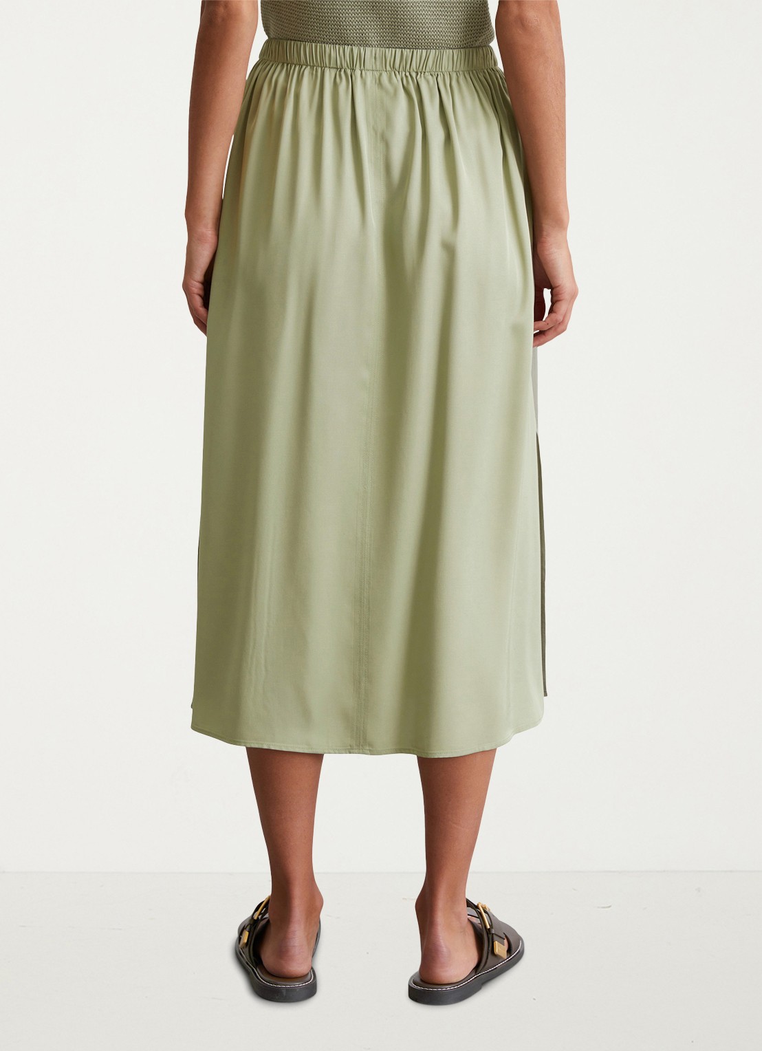 Marc O'Polo Midi rok met plooien - achterkant 3 groen