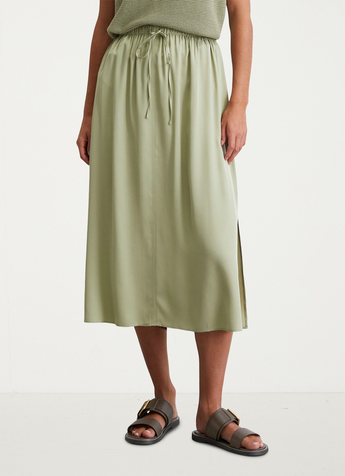 Marc O'Polo Midi rok met plooien - detail groen