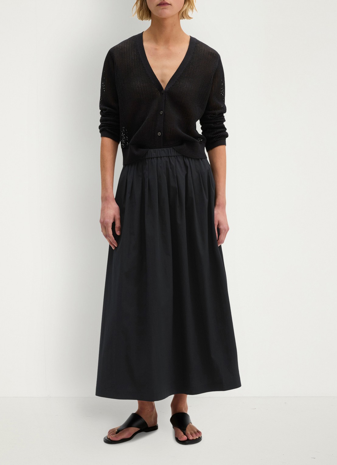 Marc O'Polo Midi rok met steekzakken - voorkant 5 zwart
