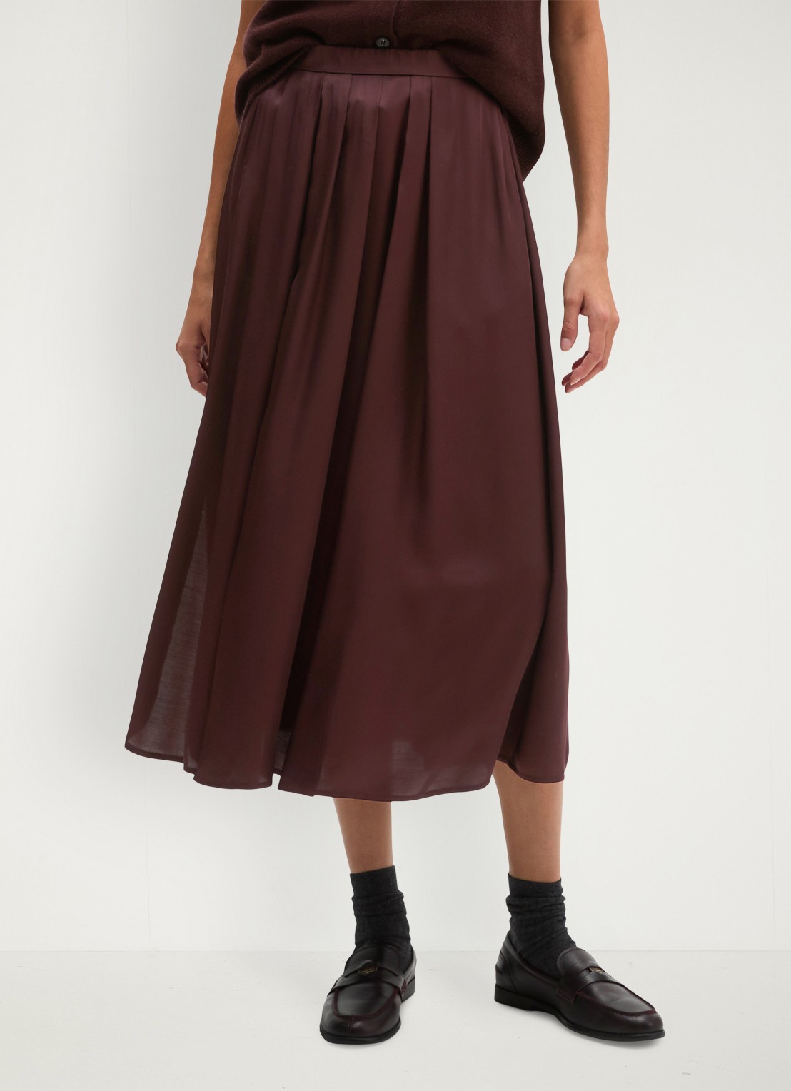 Marc O'Polo Midi rok met steekzakken - detail 4 bordeauxrood