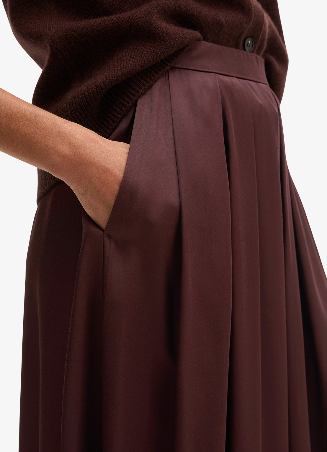 Marc O'Polo Midi rok met steekzakken - detail 5 bordeauxrood