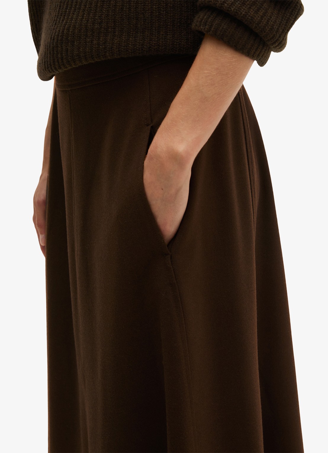 Marc O'Polo Midi rok met steekzakken - detail 2 burnt coffee / bruin