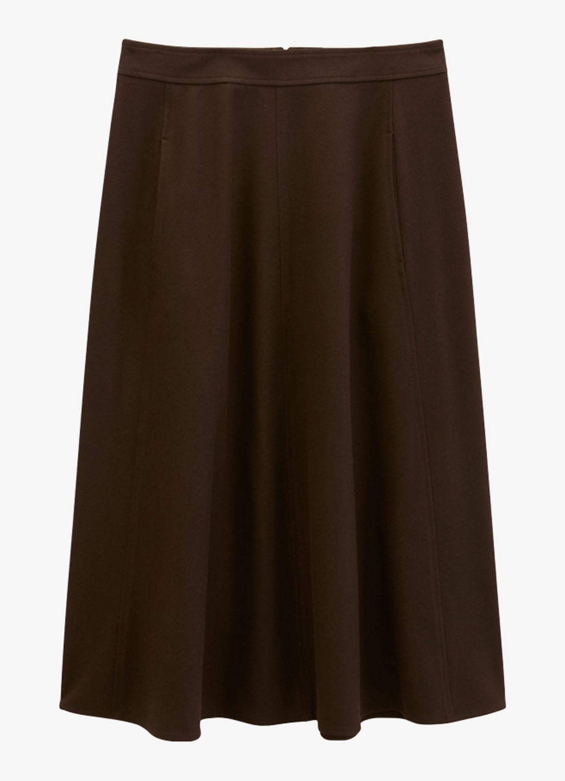 Marc O'Polo Midi rok met steekzakken - voorkant 3 burnt coffee / bruin