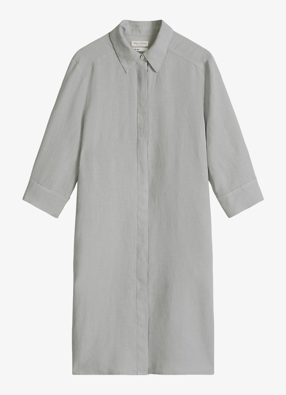 Marc O'Polo Mini blousejurk met kraag - voorkant quiet sea-0639 / blauw