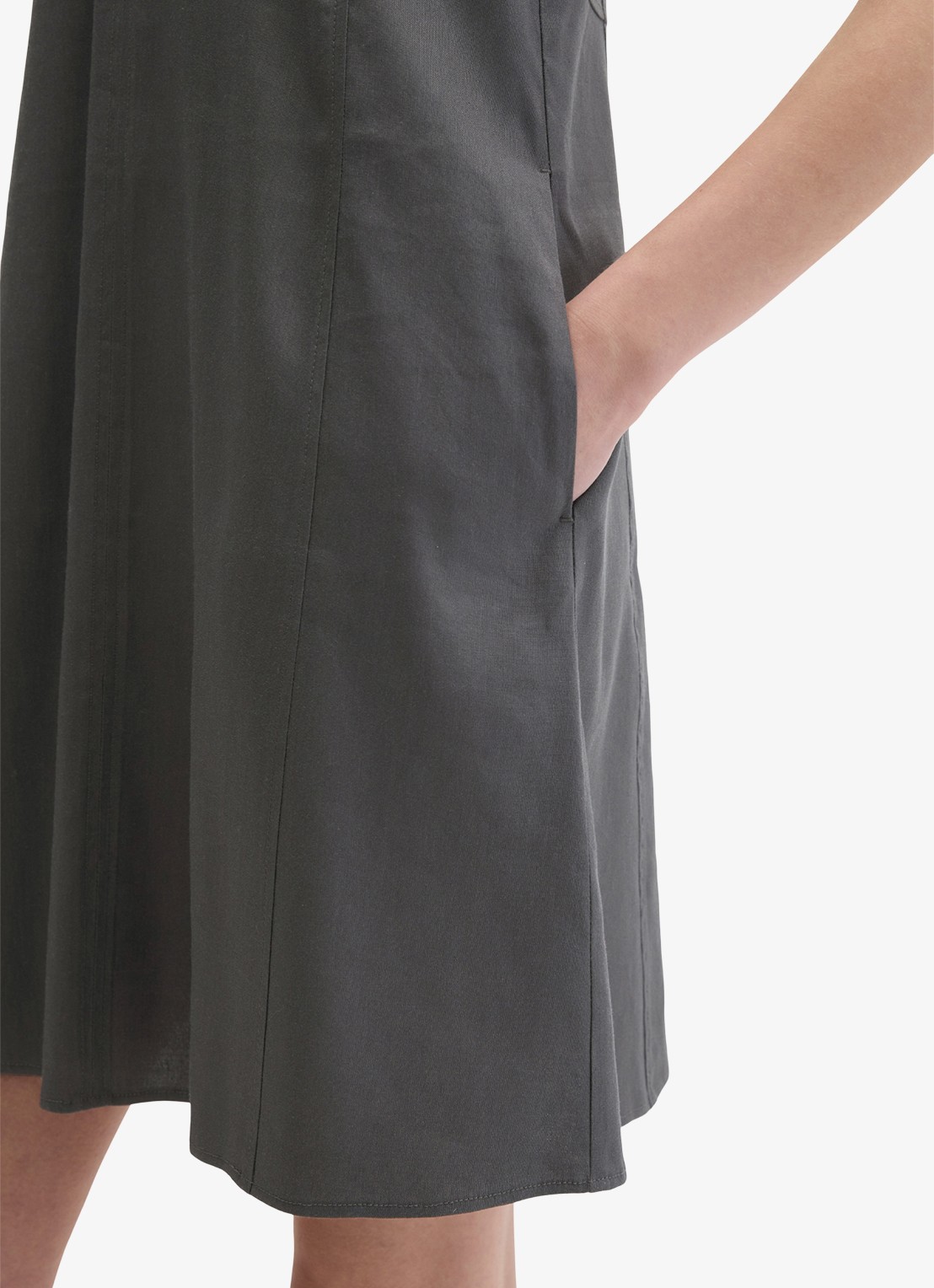 Marc O'Polo Mini jurk in linnenblend met ronde hals - detail 5 oxide grey-0364 / grijs