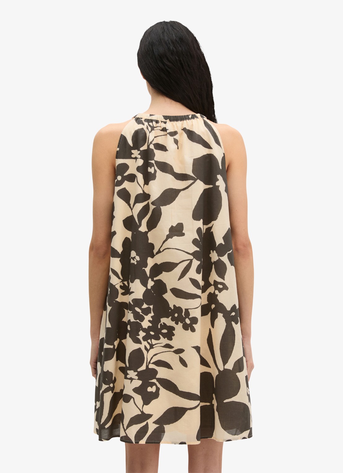 Marc O'Polo Mini jurk met bloemenprint  - achterkant beige