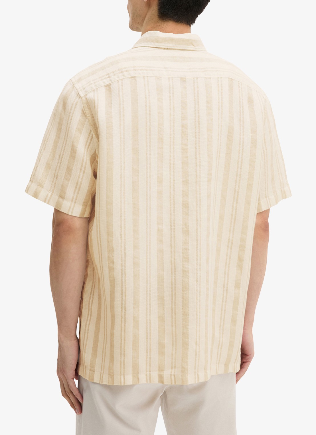 Marc O'Polo Overhemd in linnenblend met streepprint - achterkant 5 medium brown 43-1879 / bruin