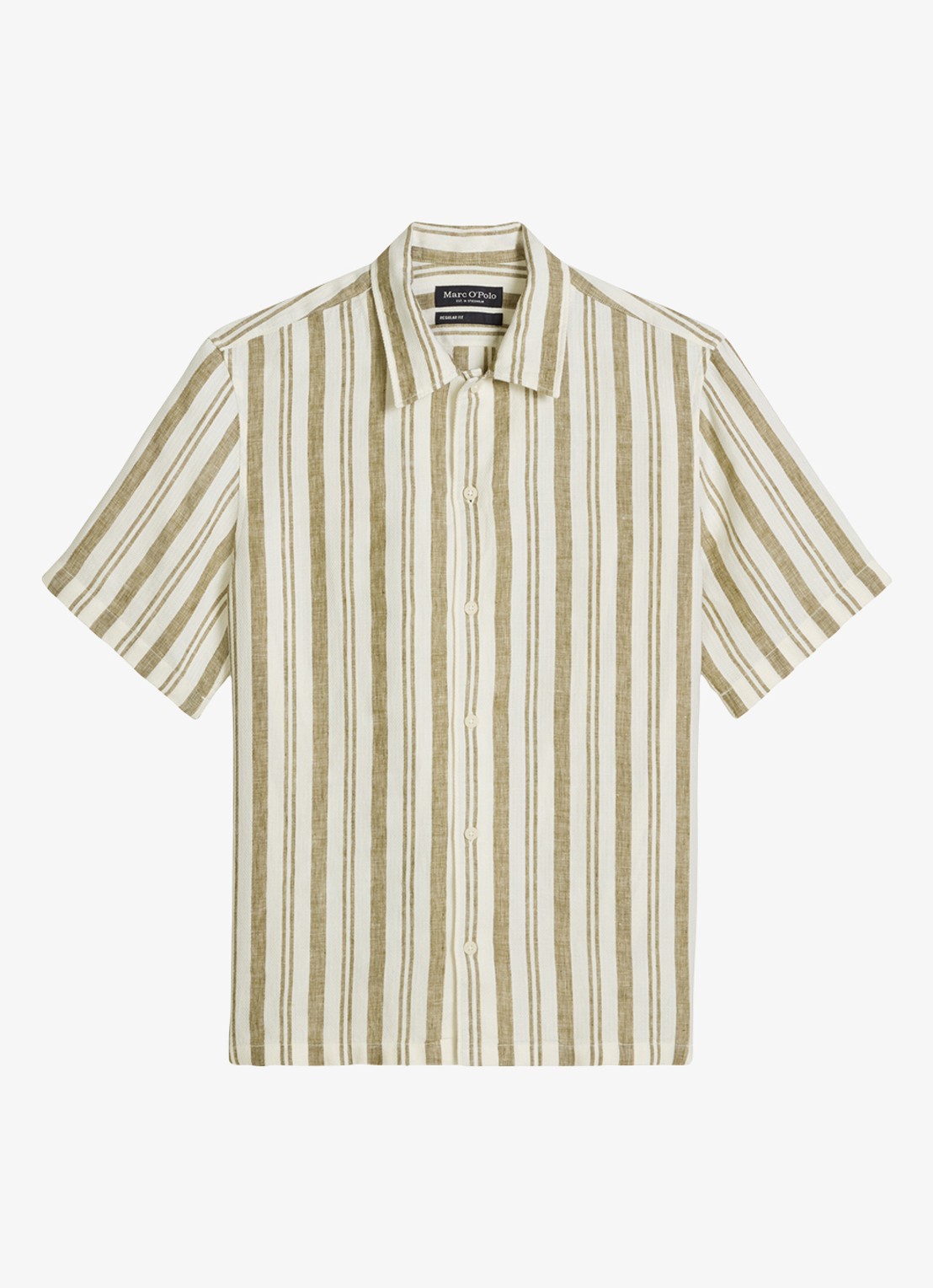 Marc O'Polo Overhemd in linnenblend met streepprint - voorkant 4 medium grey 38-0863 / grijs