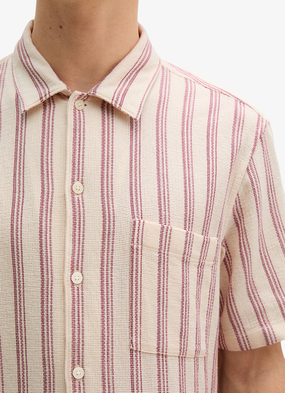 Marc O'Polo Overhemd met borstzak en streepprint - detail 5 light beige/2692