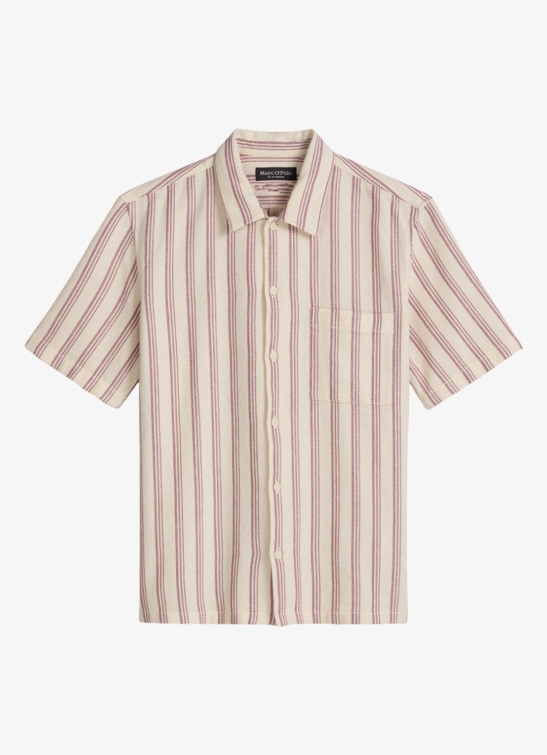 Marc O'Polo Overhemd met borstzak en streepprint - voorkant light beige/2692