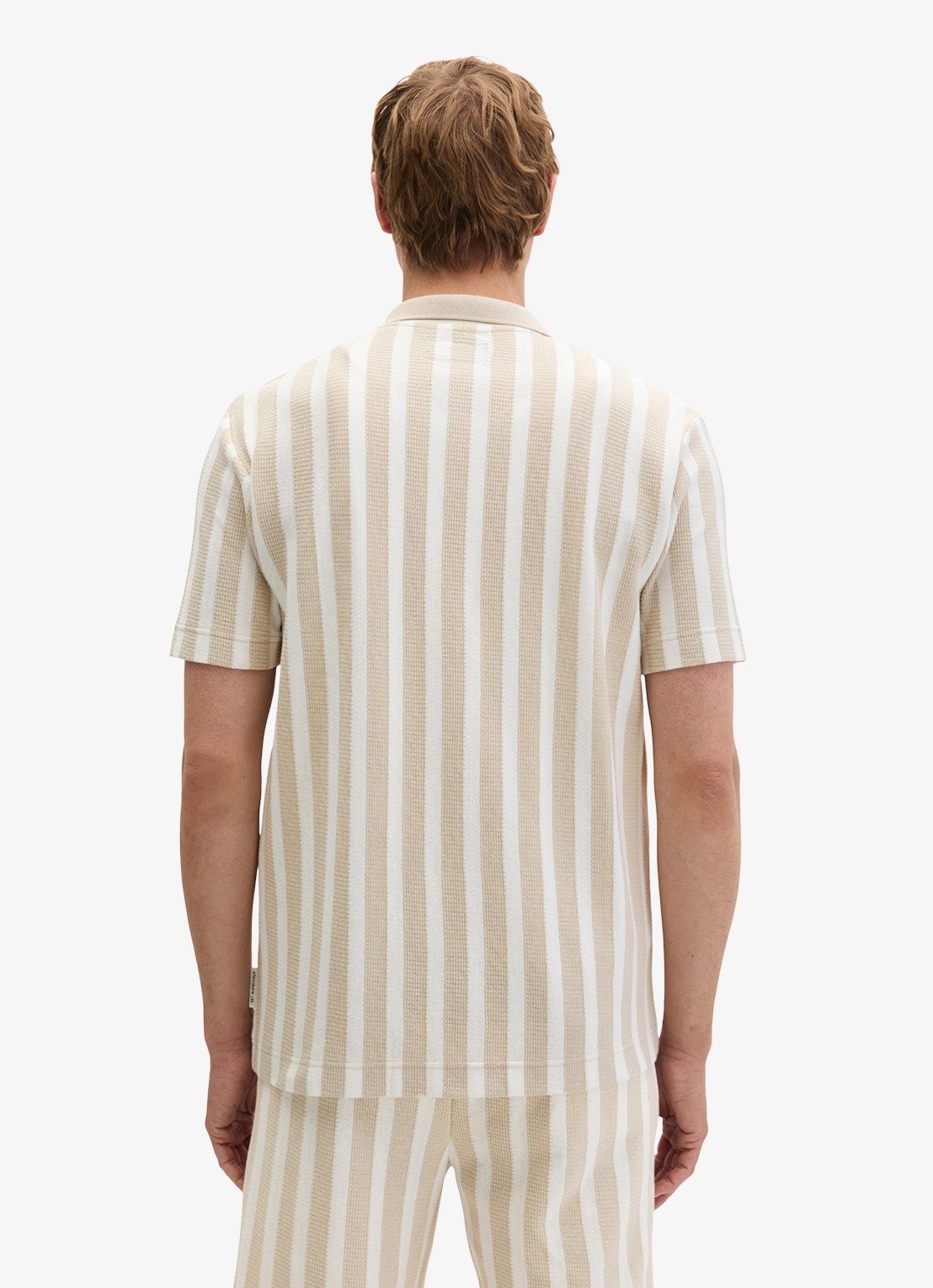 Marc O'Polo Overhemd met streepprint - achterkant 3 light beige 01-2673 / beige