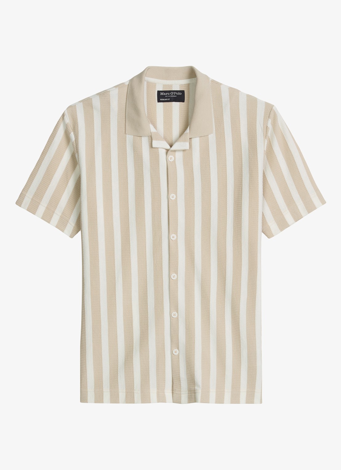 Marc O'Polo Overhemd met streepprint - voorkant 4 light beige 01-2673 / beige