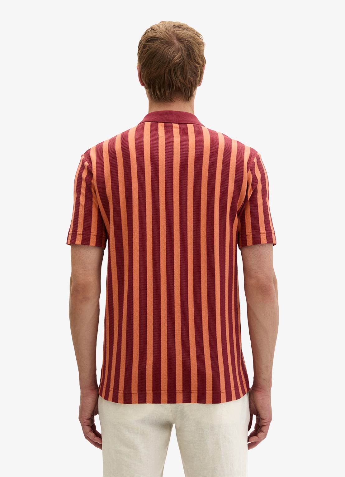 Marc O'Polo Overhemd met streepprint - achterkant 3 dark red 01-7026 / rood